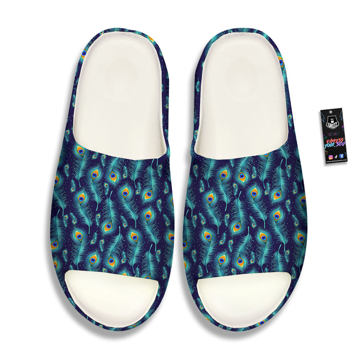 Peacock Tail Print Pattern Sandals-grizzshop