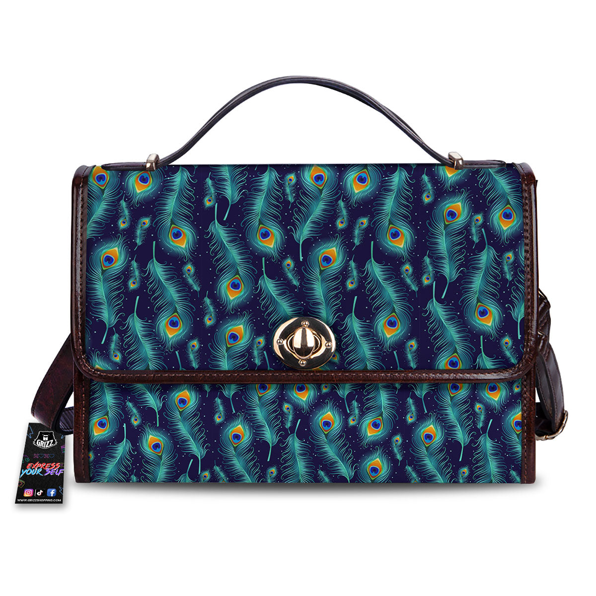 Peacock Tail Print Pattern Women's Satchel Bag