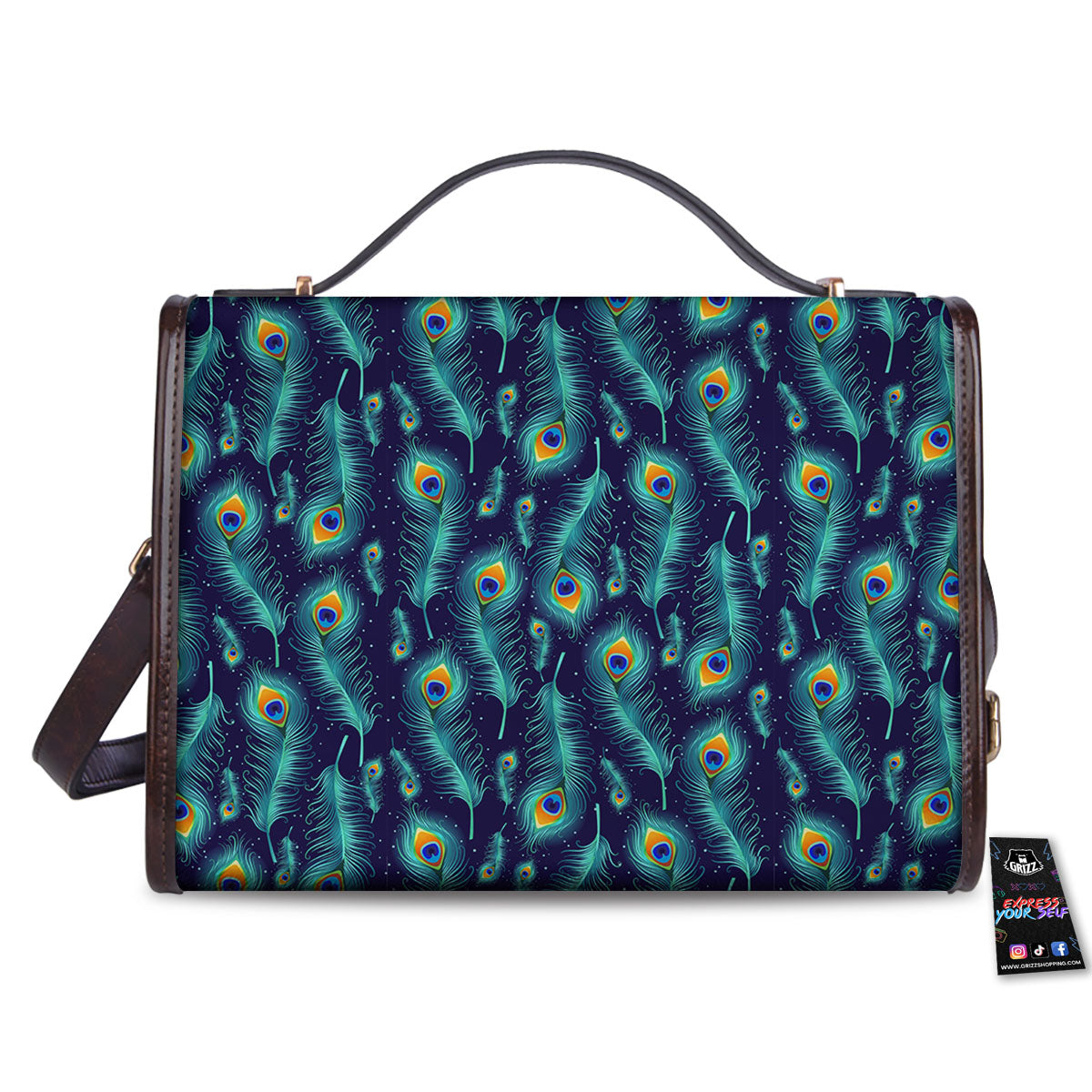 Peacock Tail Print Pattern Women's Satchel Bag