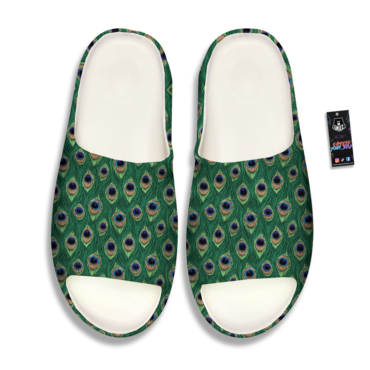 Peacock Tail Print Sandals-grizzshop