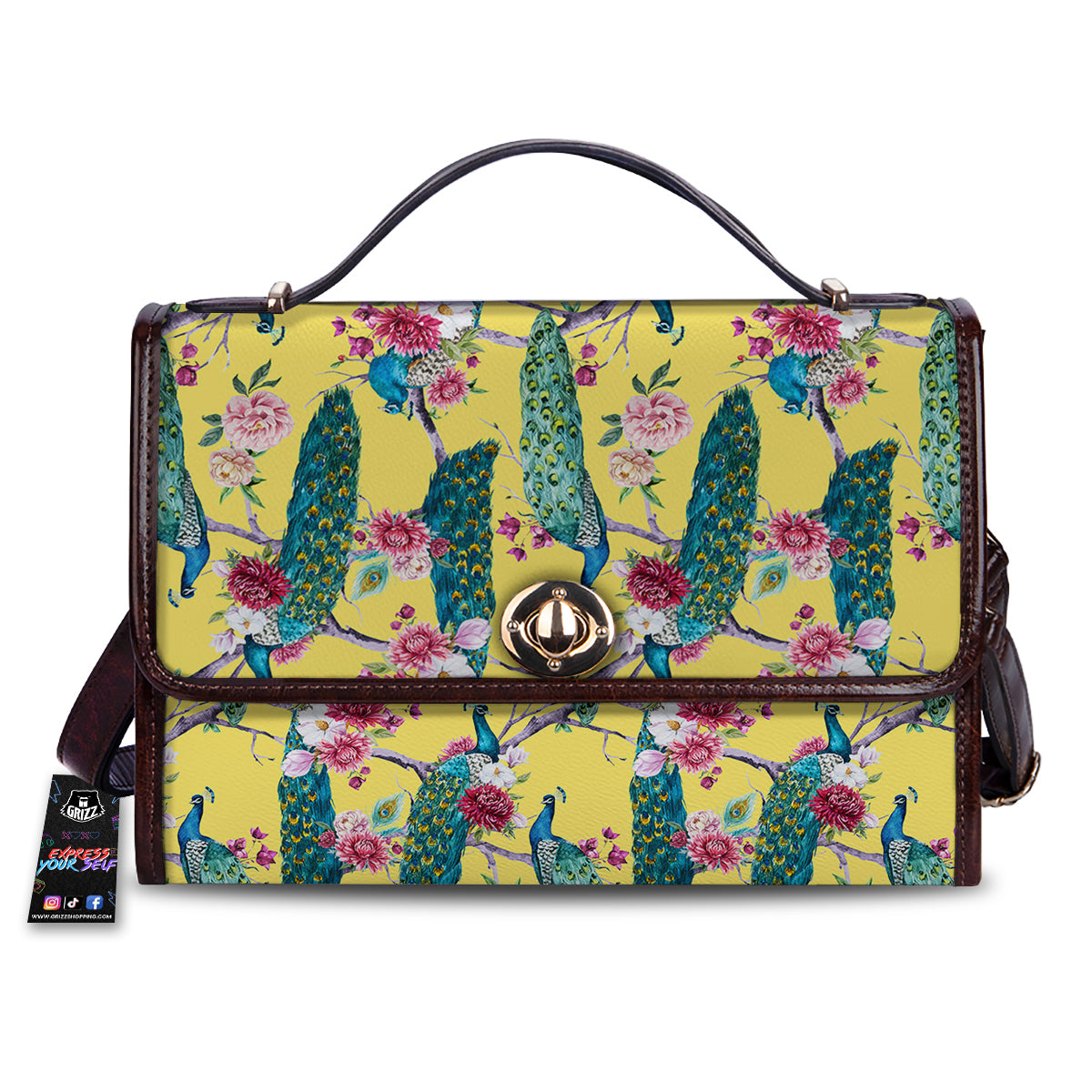 Peacock Vintage Watercolor Print Pattern Women's Satchel Bag