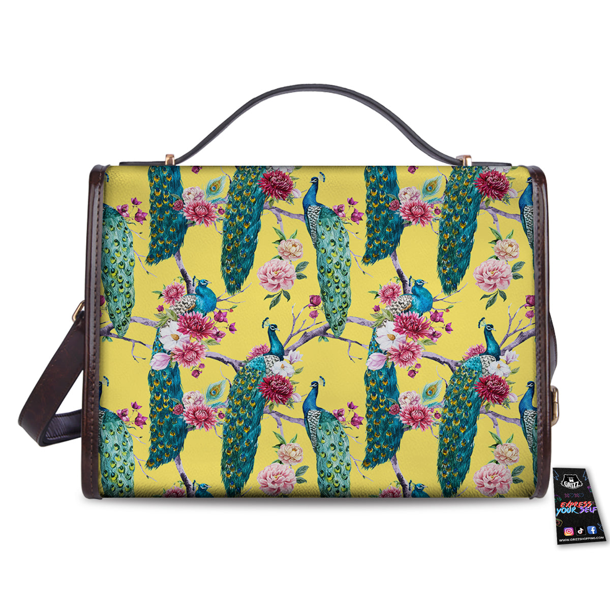Peacock Vintage Watercolor Print Pattern Women's Satchel Bag