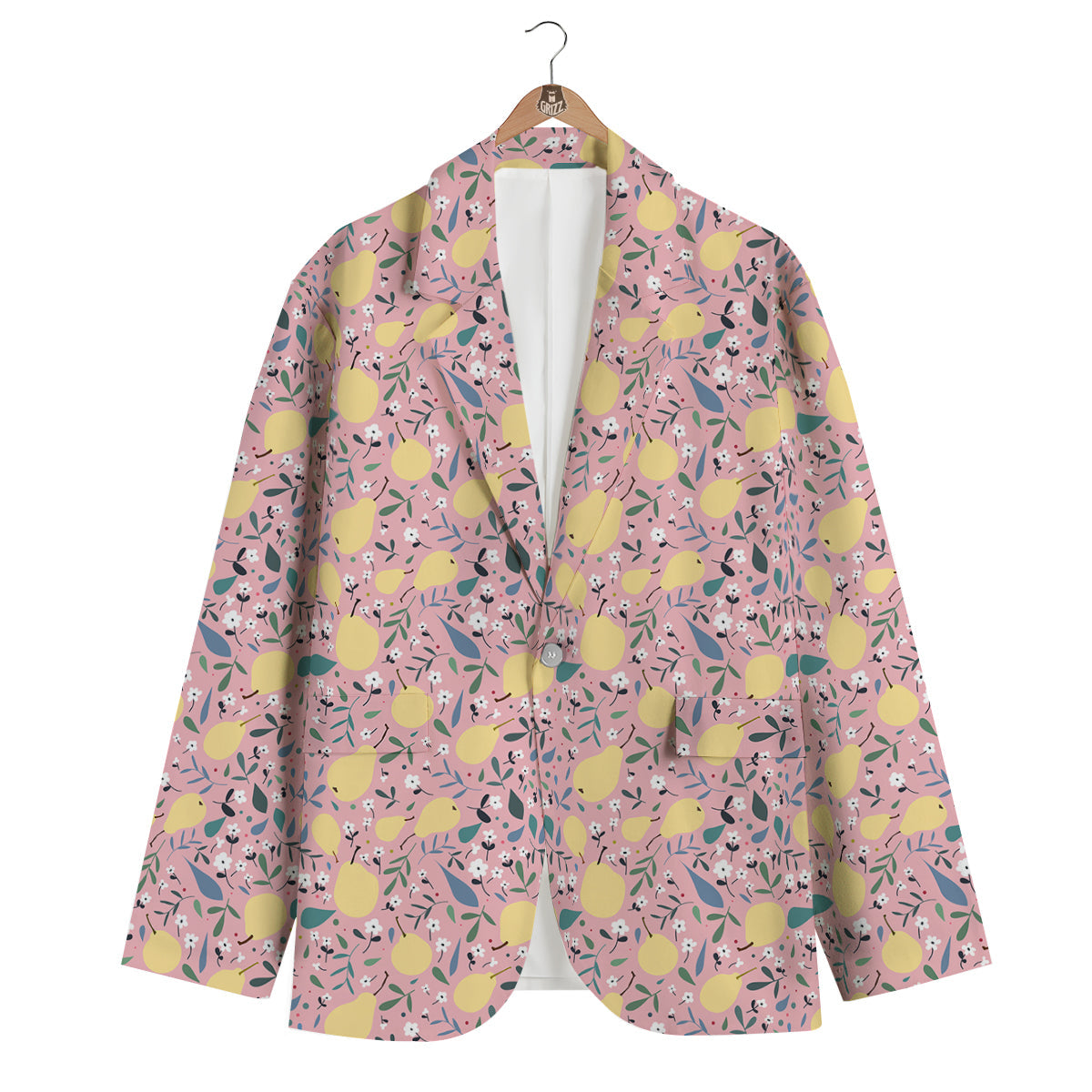 Pear And Daisy Floral Print Pattern Men's Blazer-grizzshop