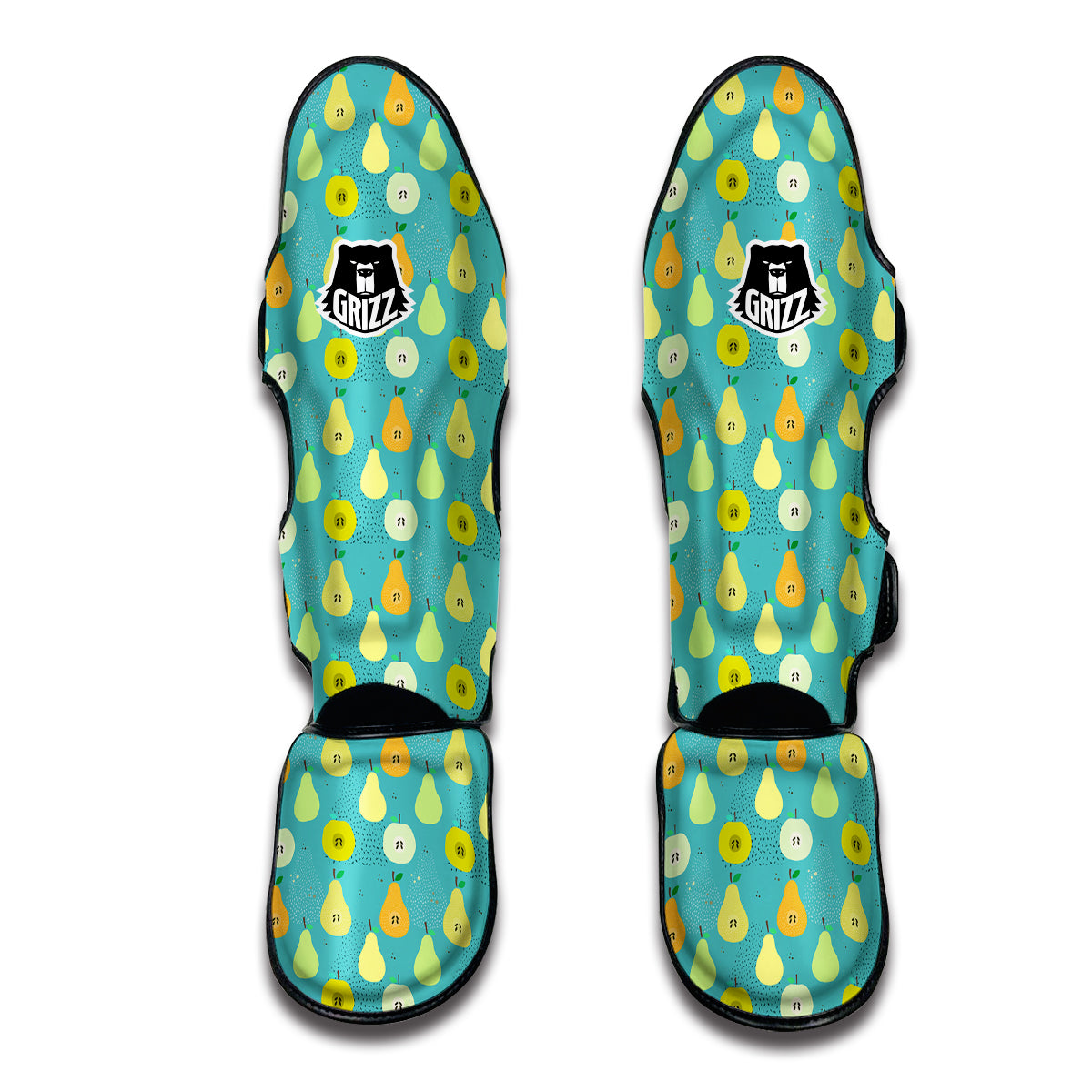 Pear Kiwi Print Pattern Muay Thai Shin Guards-grizzshop