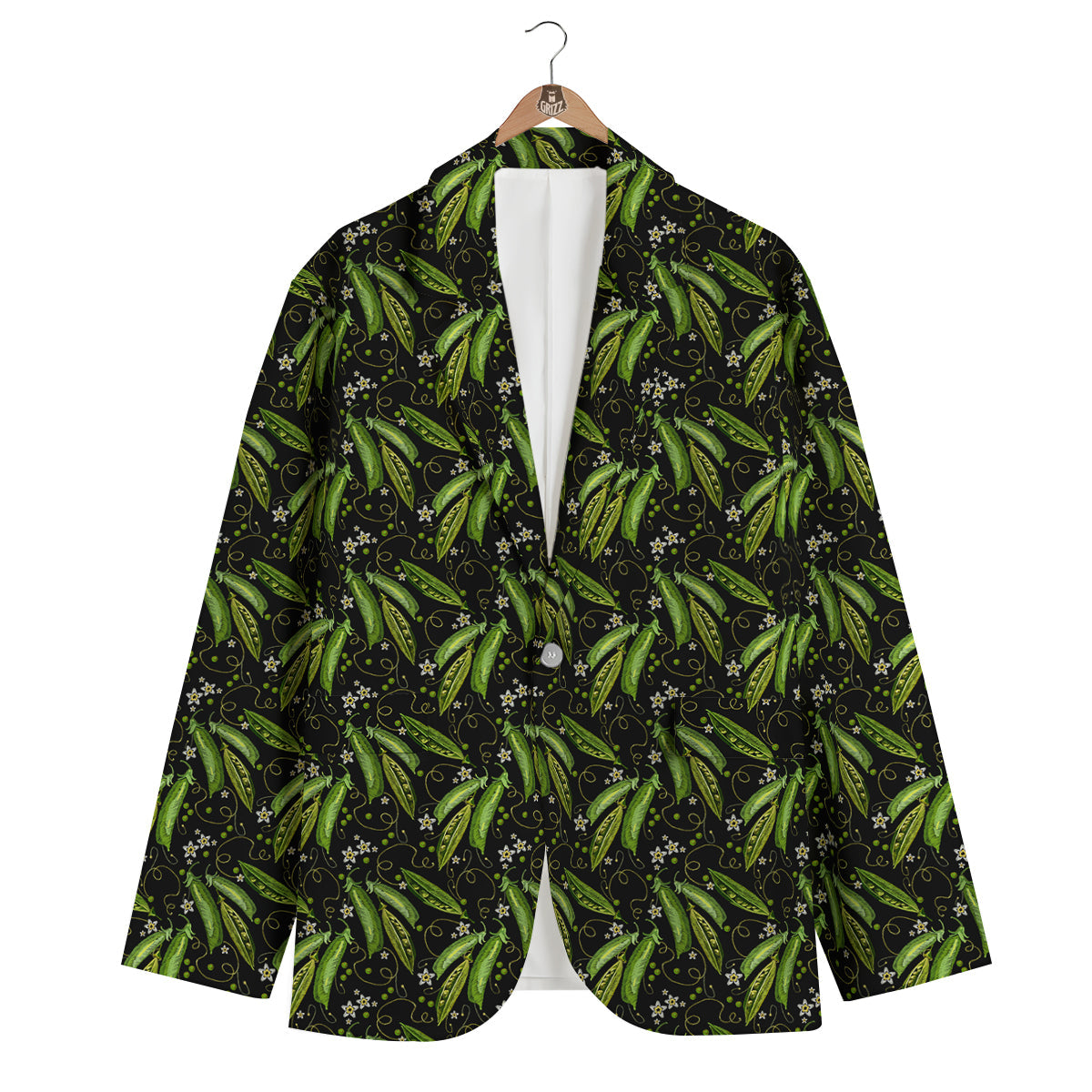 Peas And Daisy Embroidery Print Pattern Men's Blazer-grizzshop
