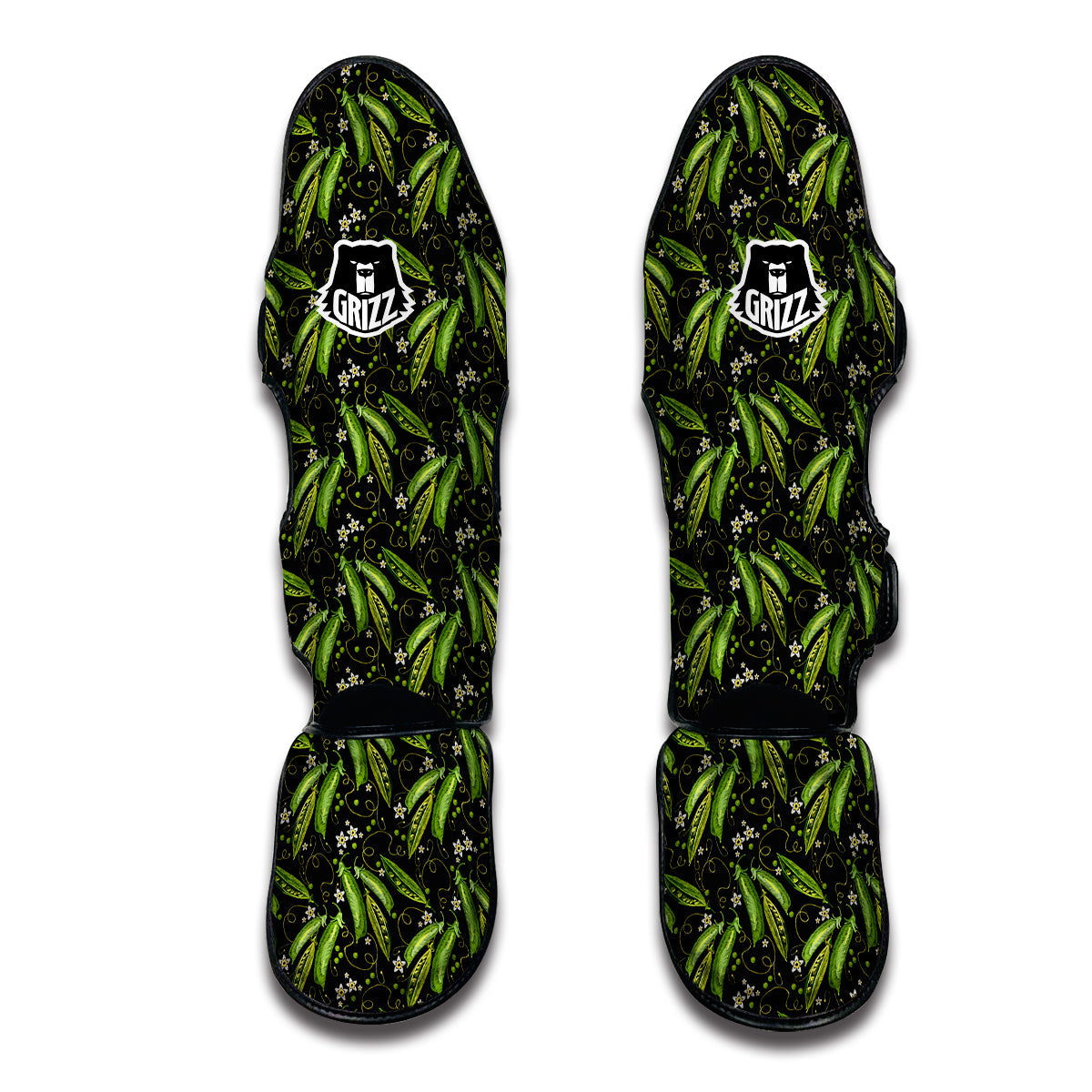 Peas And Daisy Embroidery Print Pattern Muay Thai Shin Guards-grizzshop