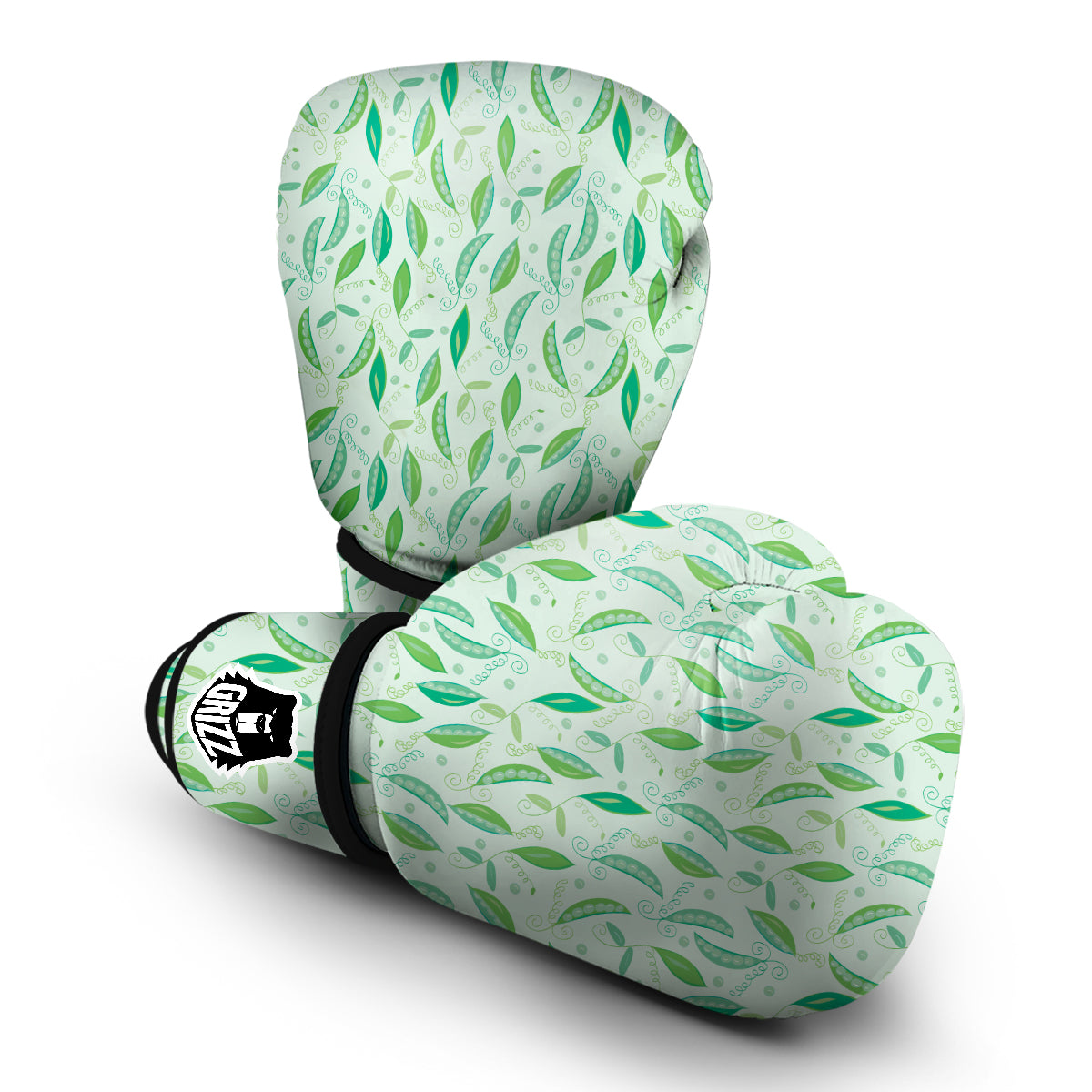 Peas Green Leaf Print Pattern Boxing Gloves-grizzshop