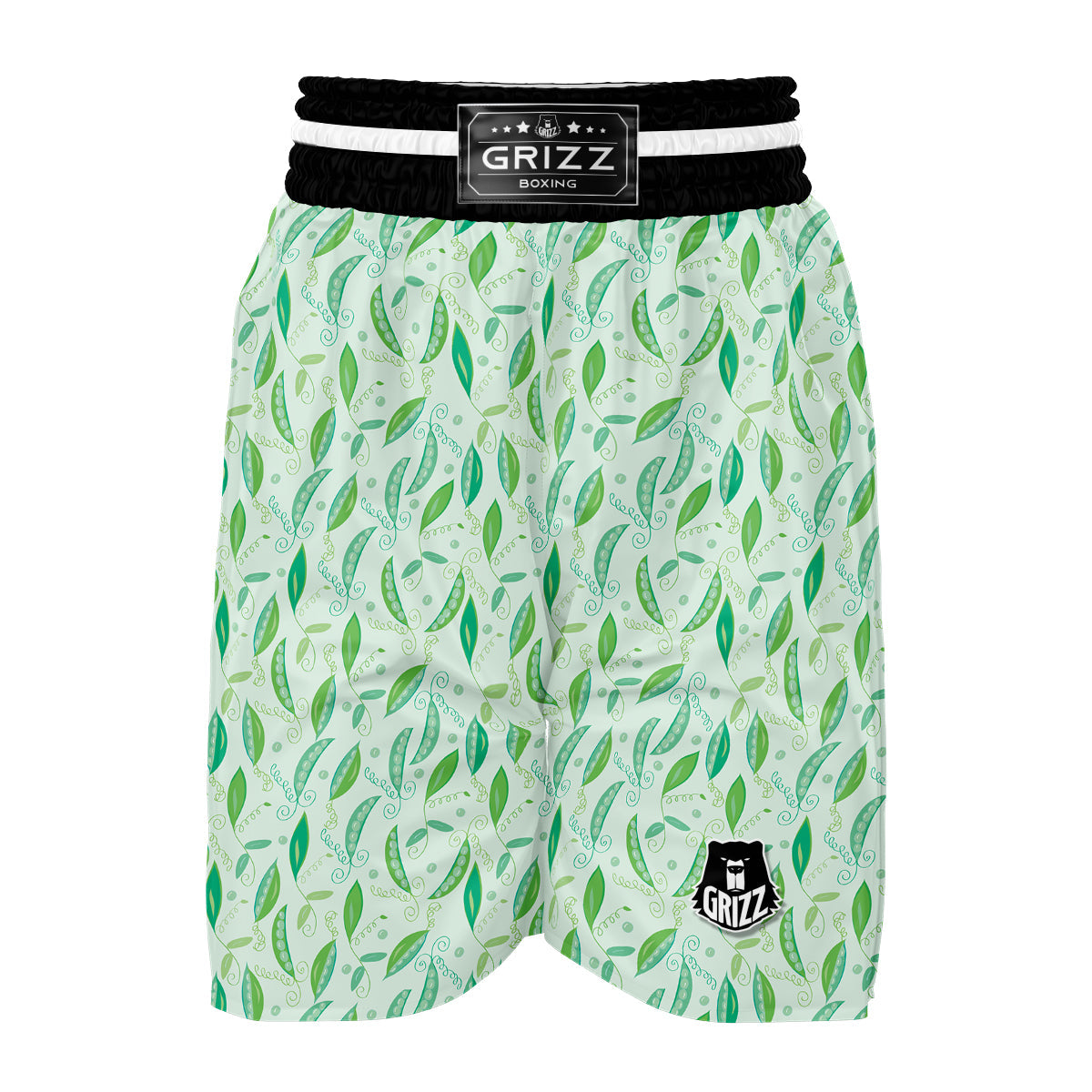 Peas Green Leaf Print Pattern Boxing Shorts-grizzshop