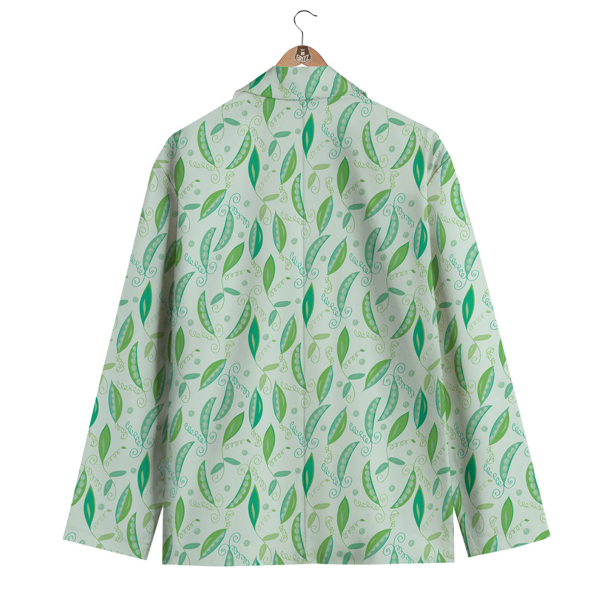 Peas Green Leaf Print Pattern Men's Blazer-grizzshop