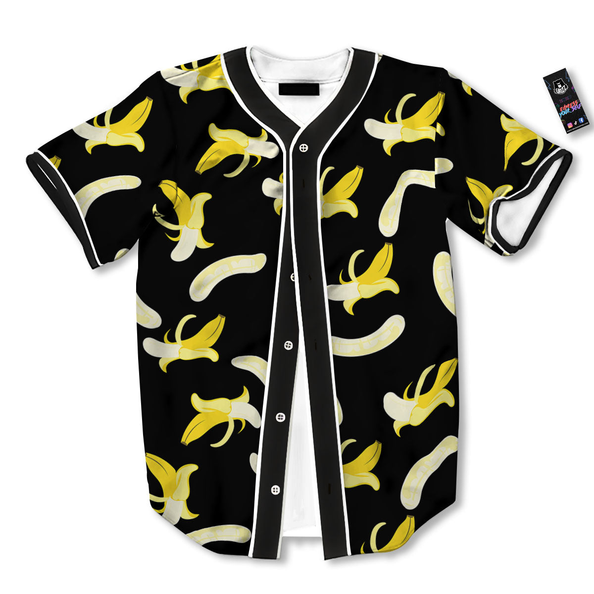 Peeled Banana Print Pattern Baseball Jersey-grizzshop