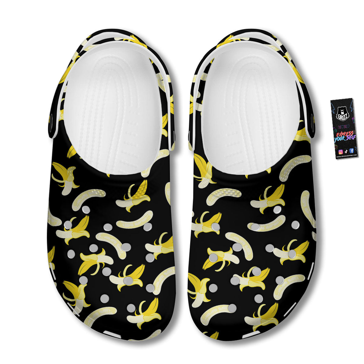 Peeled Banana Print Pattern Clog-grizzshop