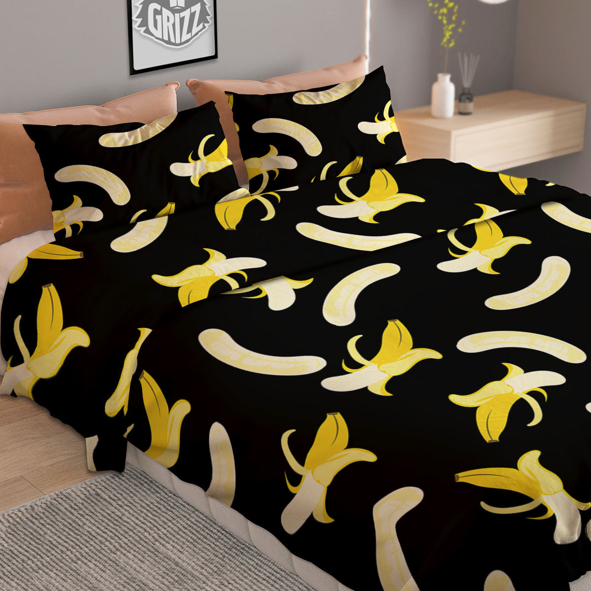 Peeled  Banana Print Pattern Duvet Cover Bedding Set