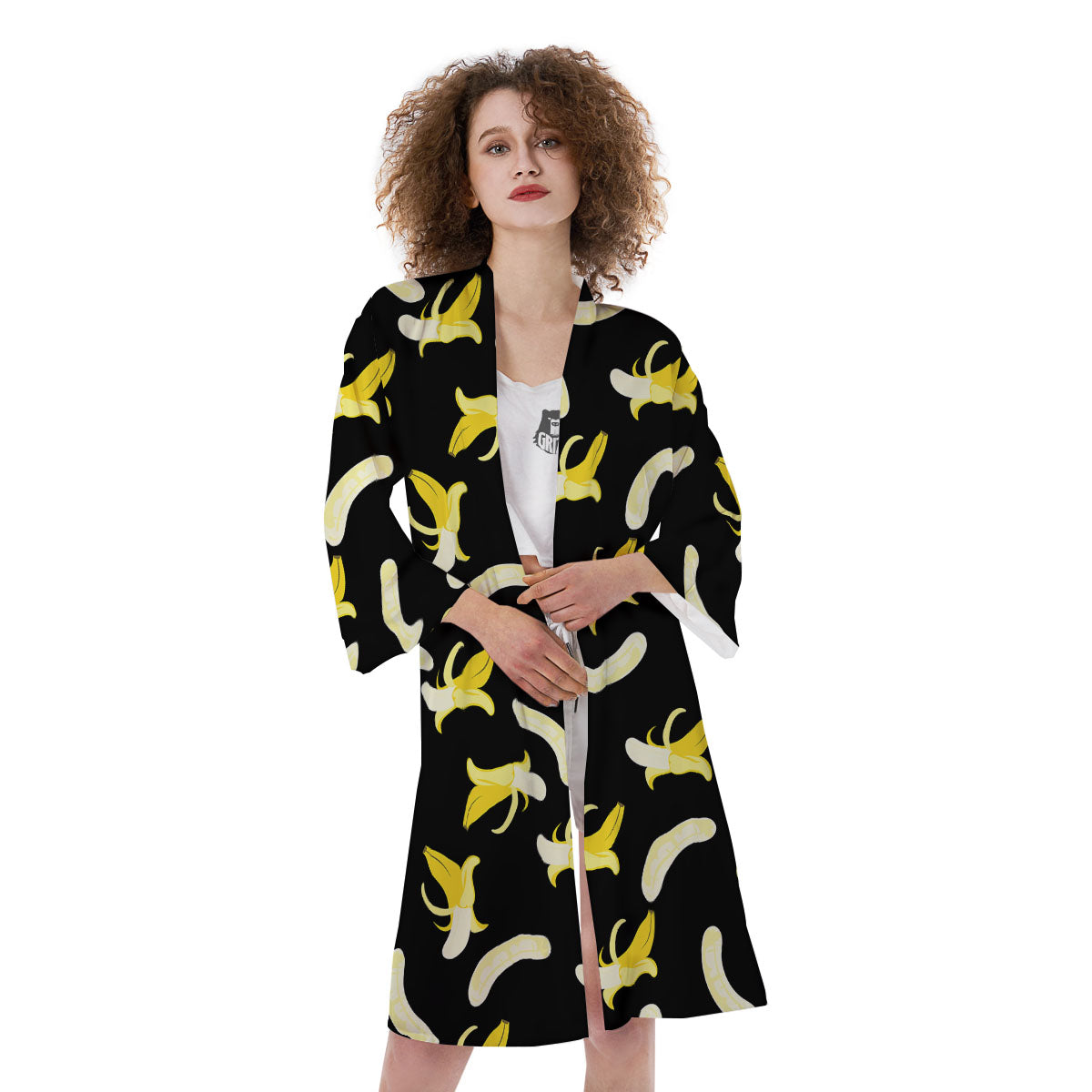 Peeled Banana Print Pattern Kimono-grizzshop