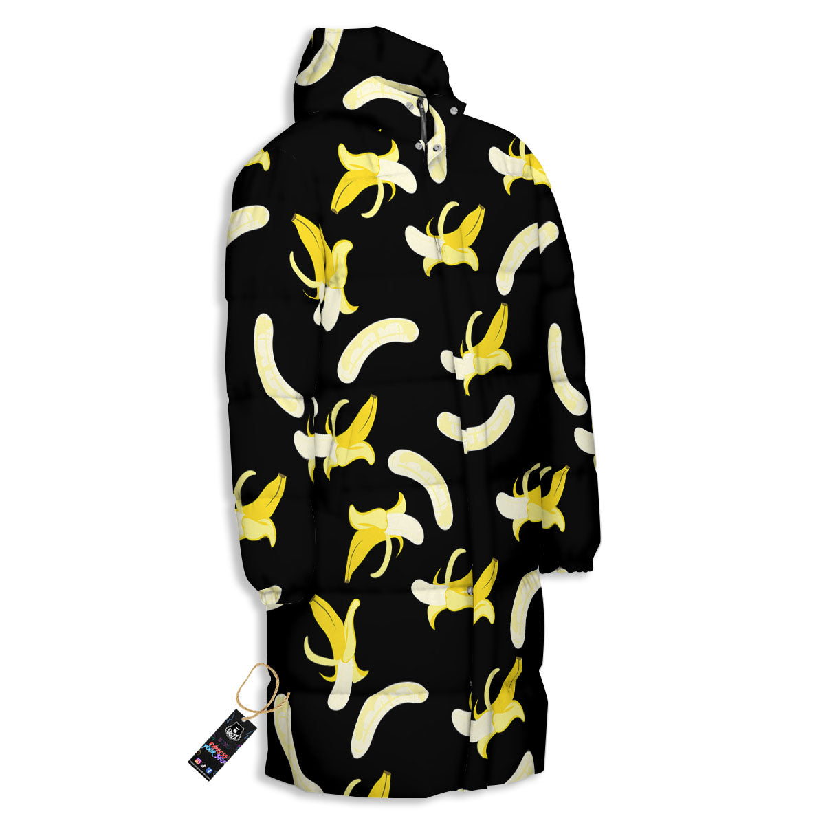 Peeled Banana Print Pattern Long Down Jacket-grizzshop