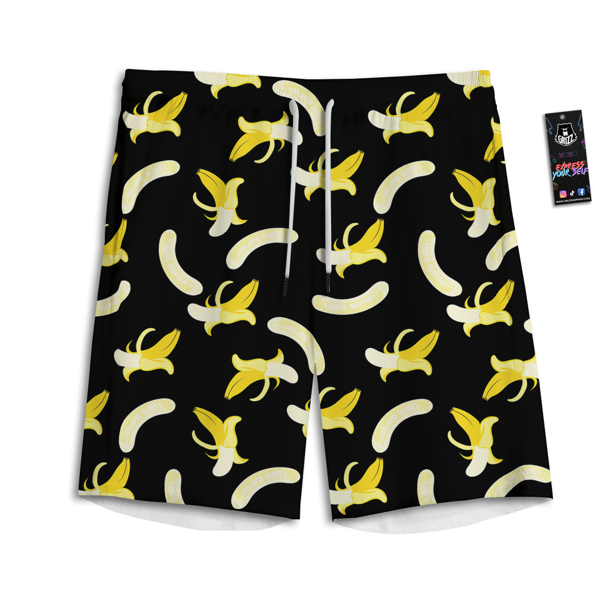 Peeled  Banana Print Pattern Men's Athletic Shorts