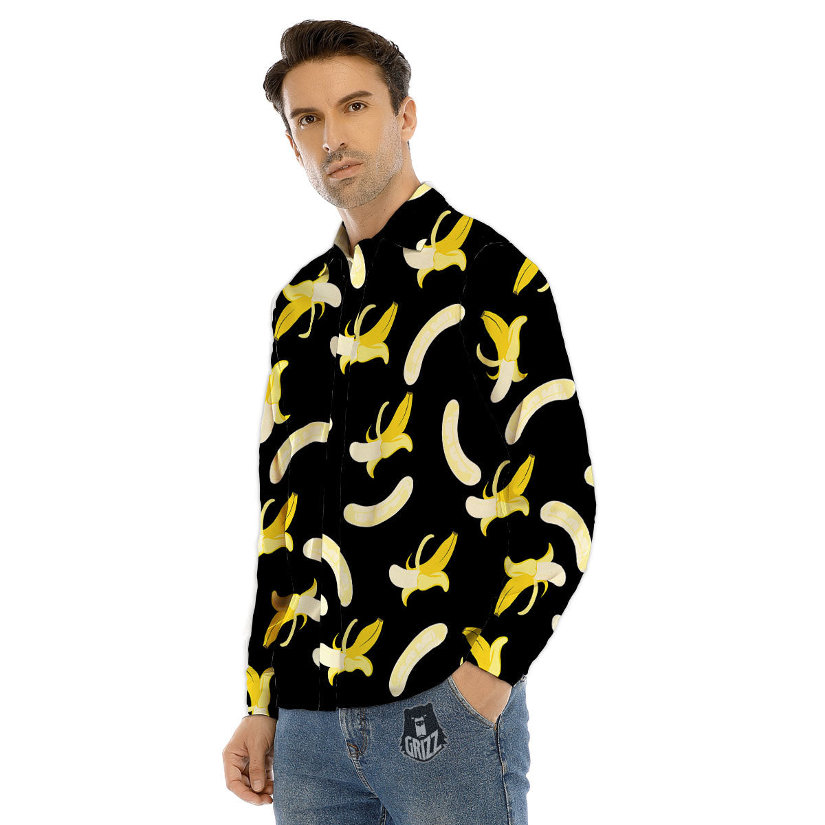 Peeled Banana Print Pattern Men's Dress Shirts-grizzshop
