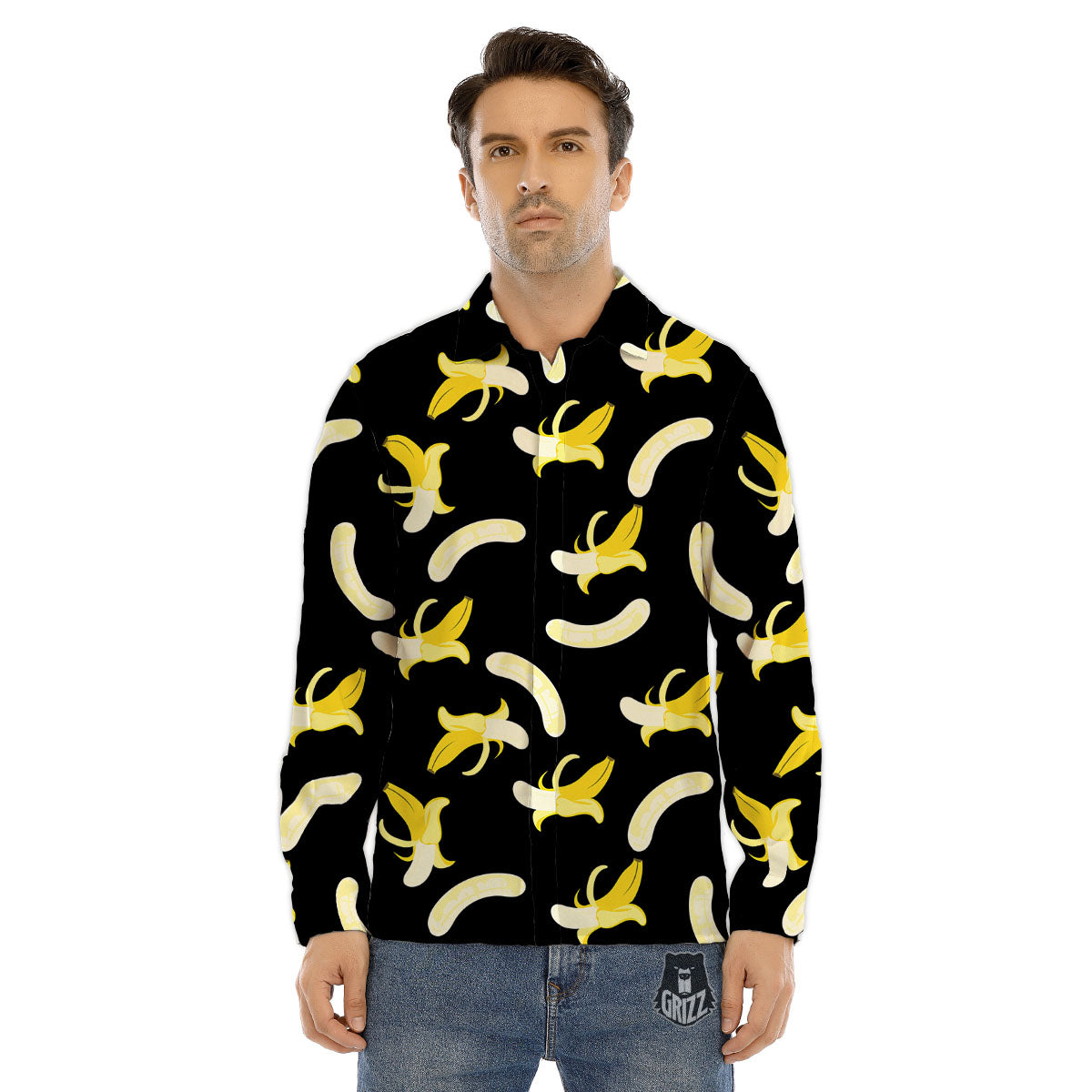 Peeled Banana Print Pattern Men's Dress Shirts-grizzshop