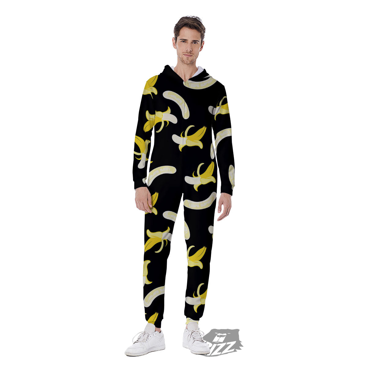 Peeled Banana Print Pattern Men's Jumpsuit-grizzshop