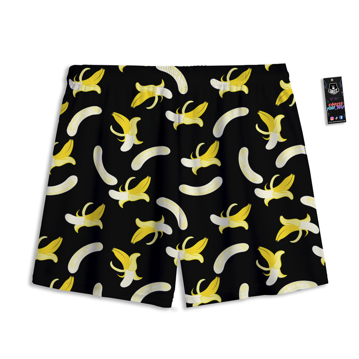 Peeled  Banana Print Pattern Mesh Shorts