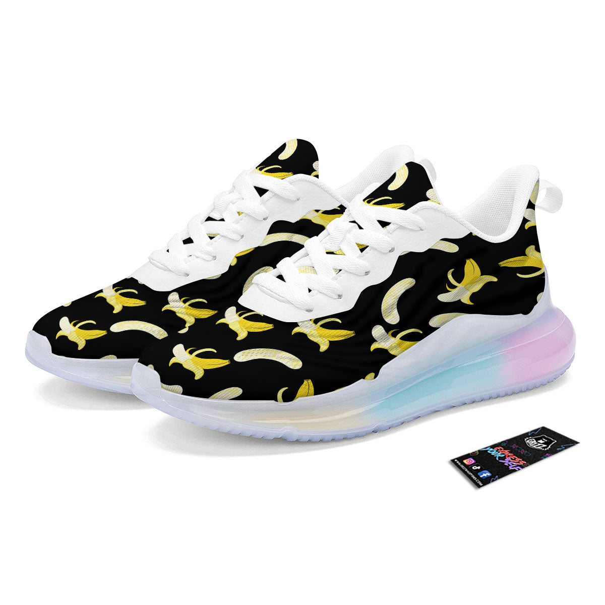 Peeled Banana Print Pattern Running Sneakers-grizzshop