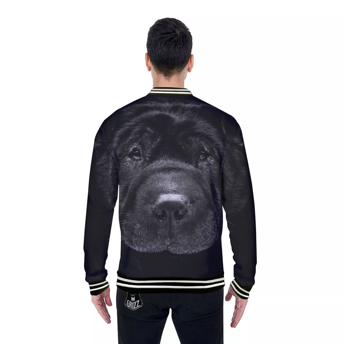 Pei Shar Monochrome Print Baseball Jacket-grizzshop