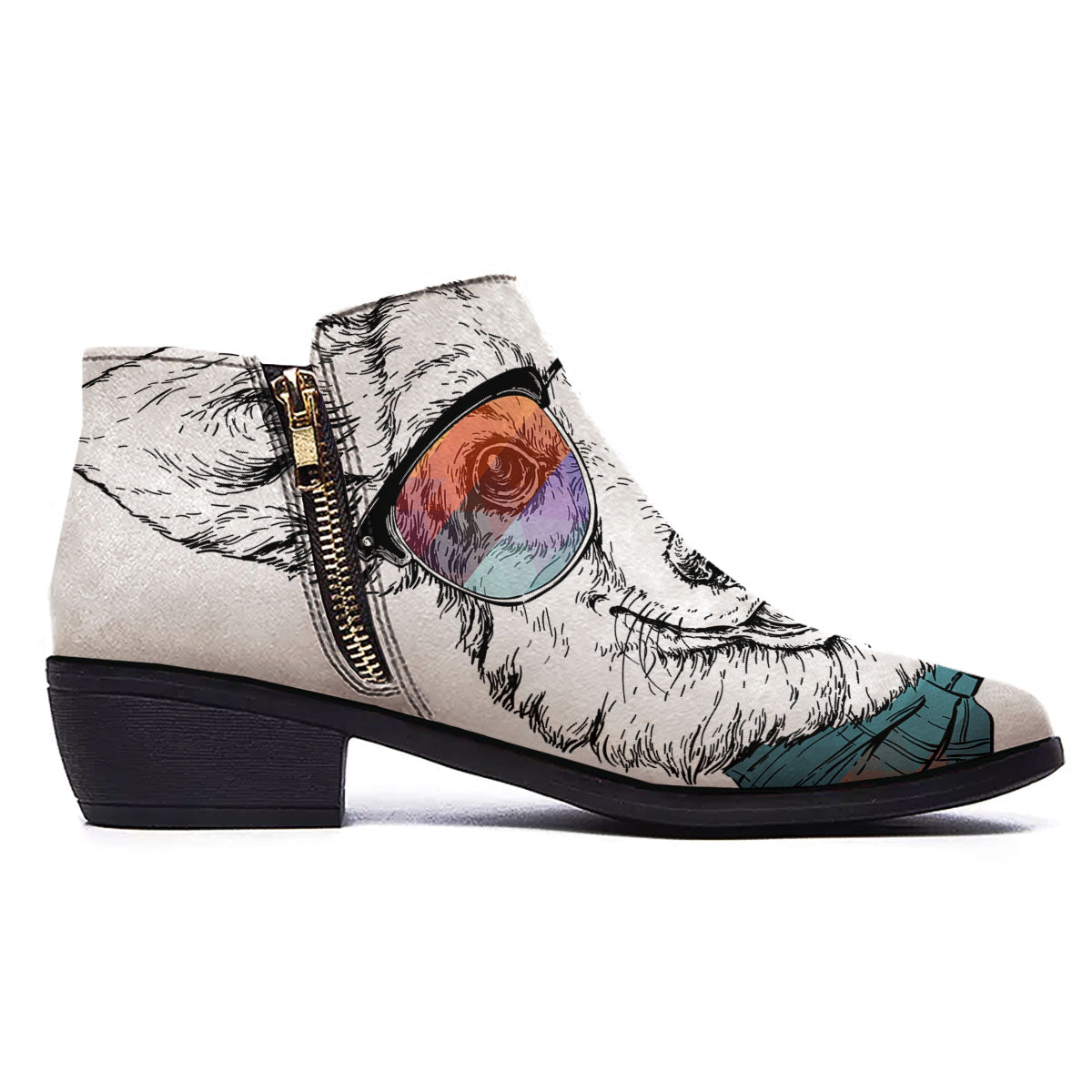 Pembroke Welsh Corgi Hipster Print Ankle Boots-grizzshop