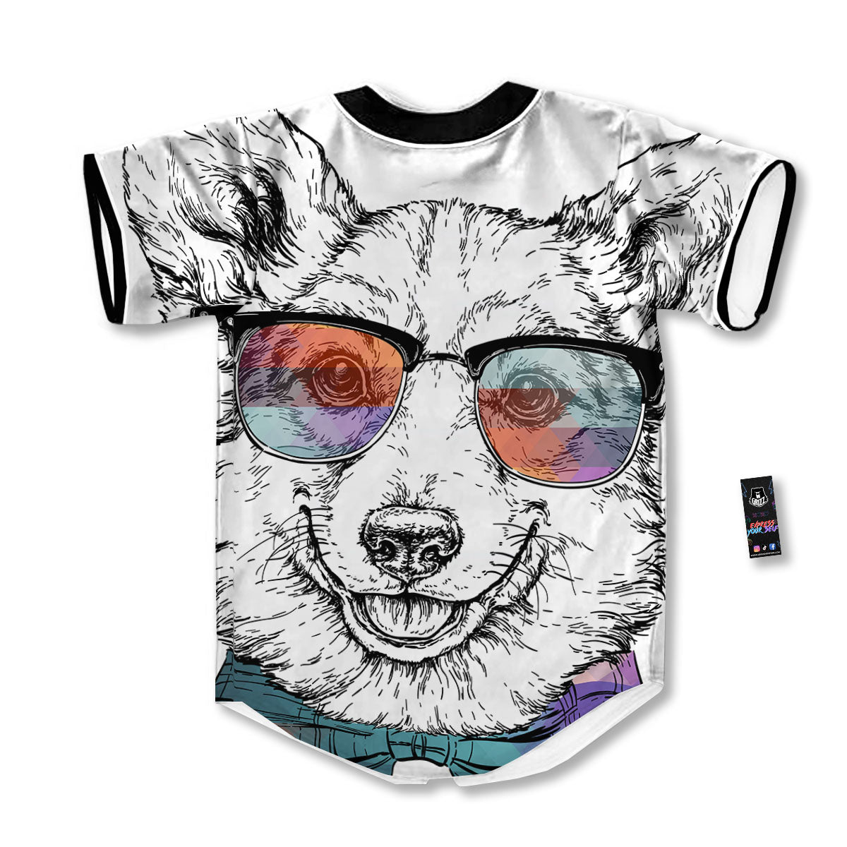 Pembroke Welsh Corgi Hipster Print Baseball Jersey-grizzshop