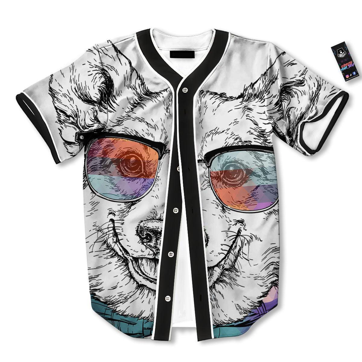 Pembroke Welsh Corgi Hipster Print Baseball Jersey-grizzshop