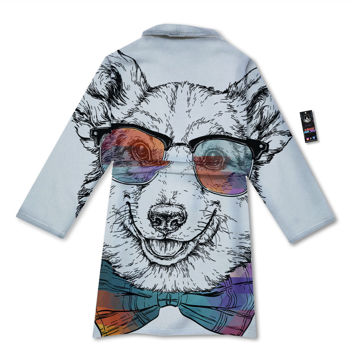 Pembroke Welsh Corgi Hipster Print Bathrobe-grizzshop