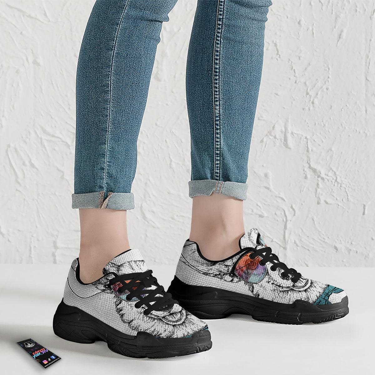 Pembroke Welsh Corgi Hipster Print Black Chunky Shoes-grizzshop