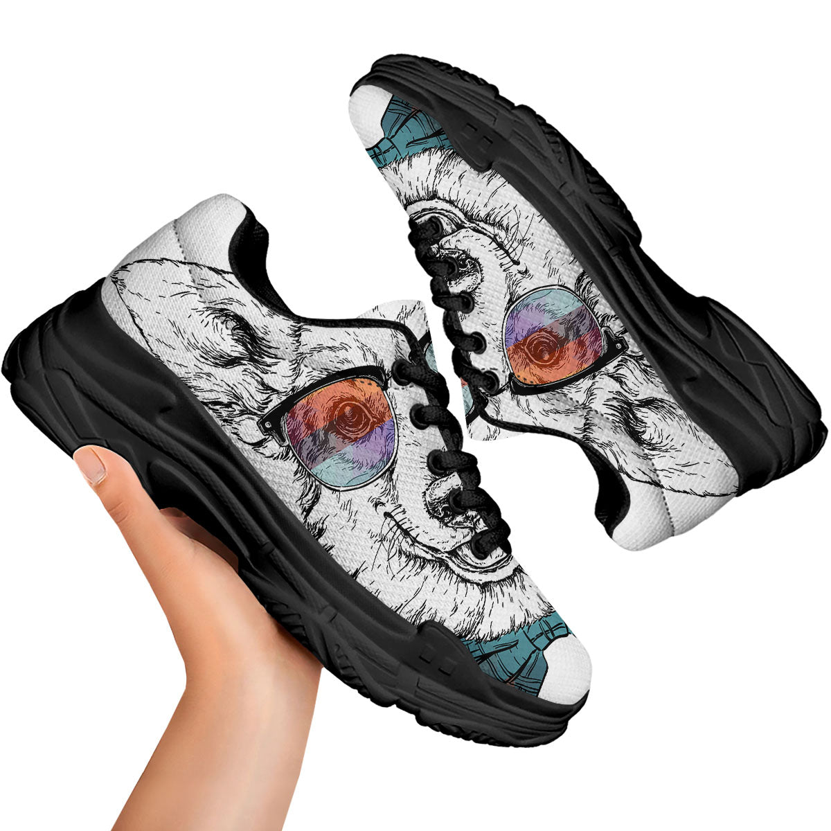 Pembroke Welsh Corgi Hipster Print Black Chunky Shoes-grizzshop