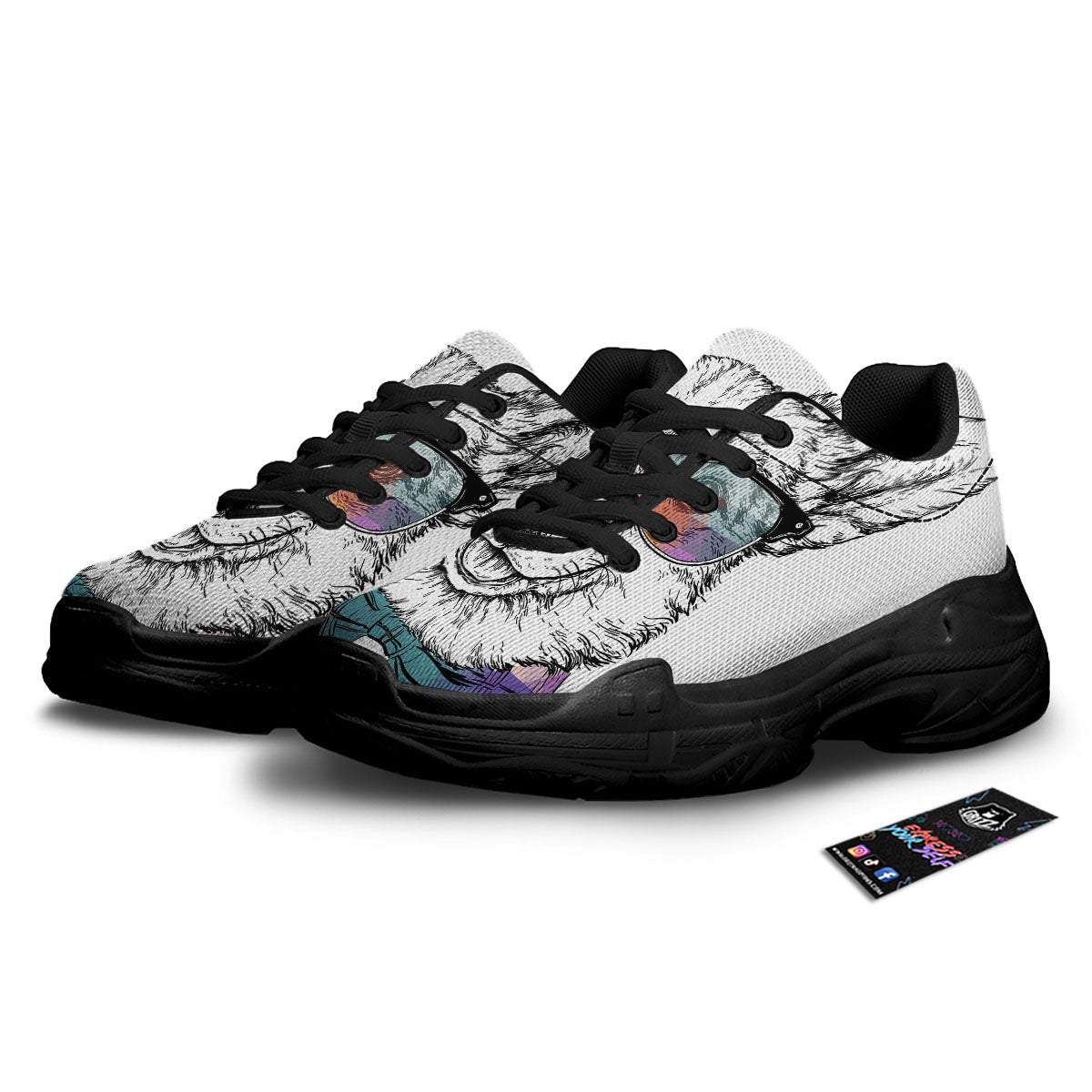 Pembroke Welsh Corgi Hipster Print Black Chunky Shoes-grizzshop