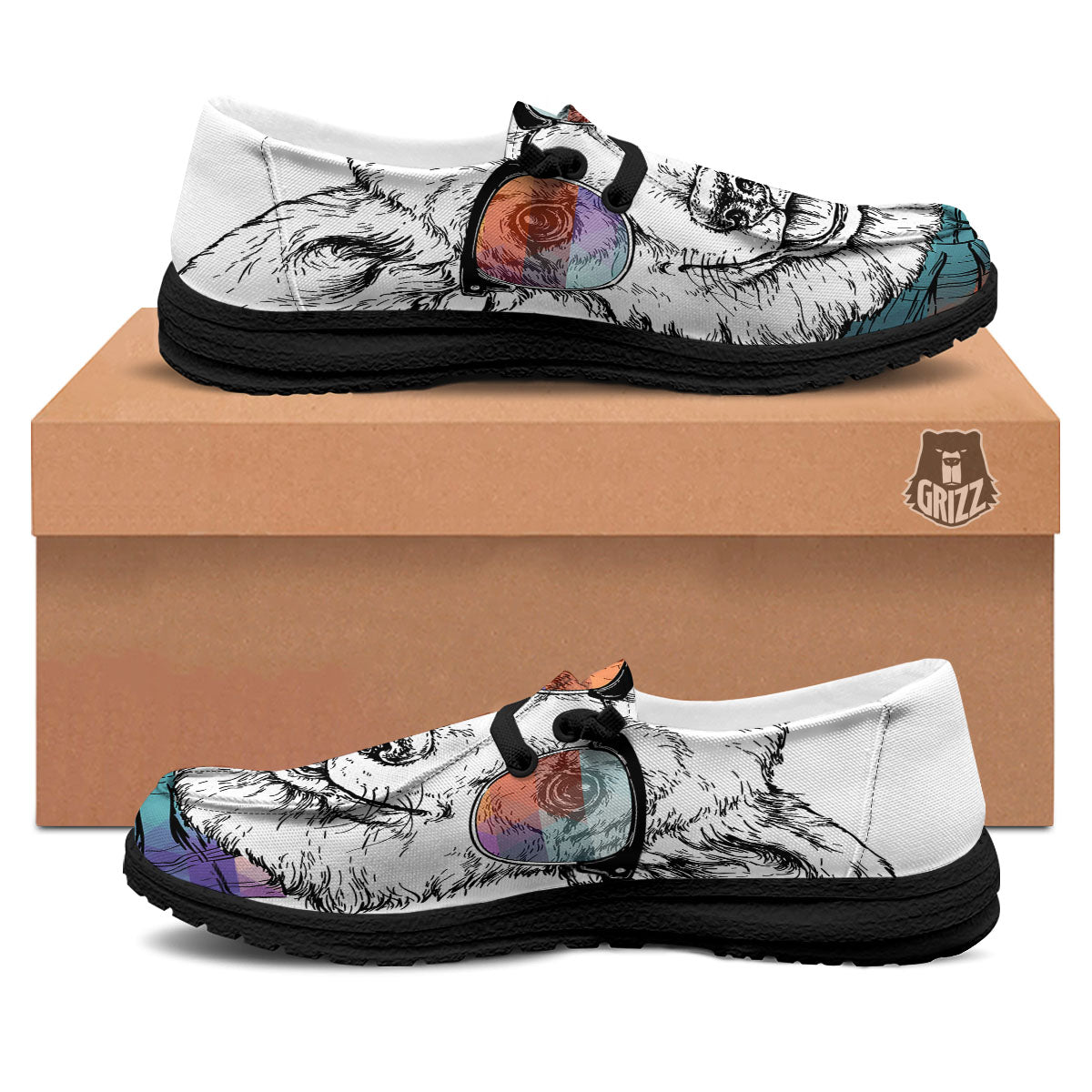 Pembroke Welsh Corgi Hipster Print Black Loafers-grizzshop