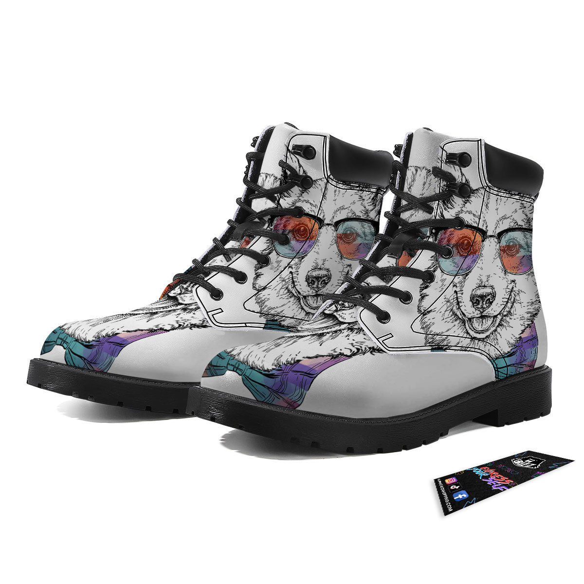 Pembroke Welsh Corgi Hipster Print Boots-grizzshop