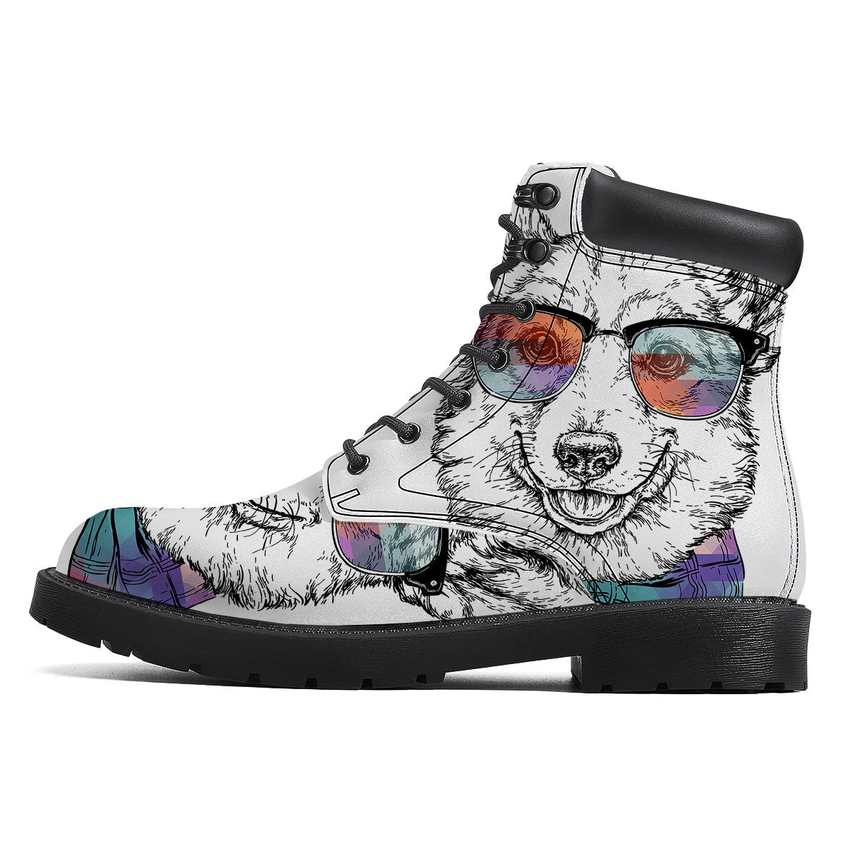 Pembroke Welsh Corgi Hipster Print Boots-grizzshop