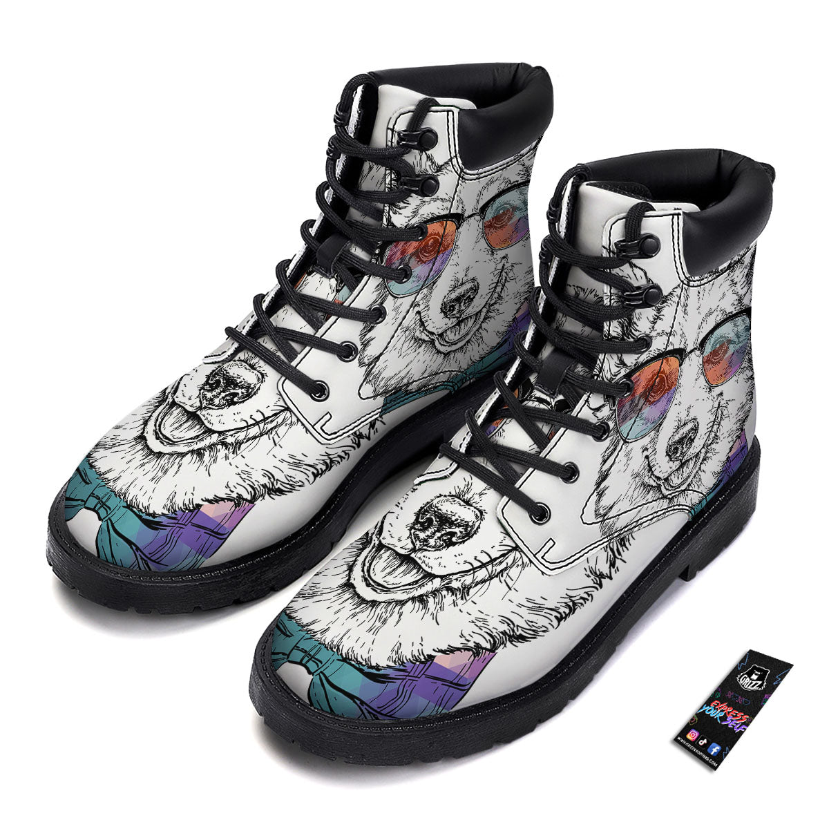 Pembroke Welsh Corgi Hipster Print Boots-grizzshop