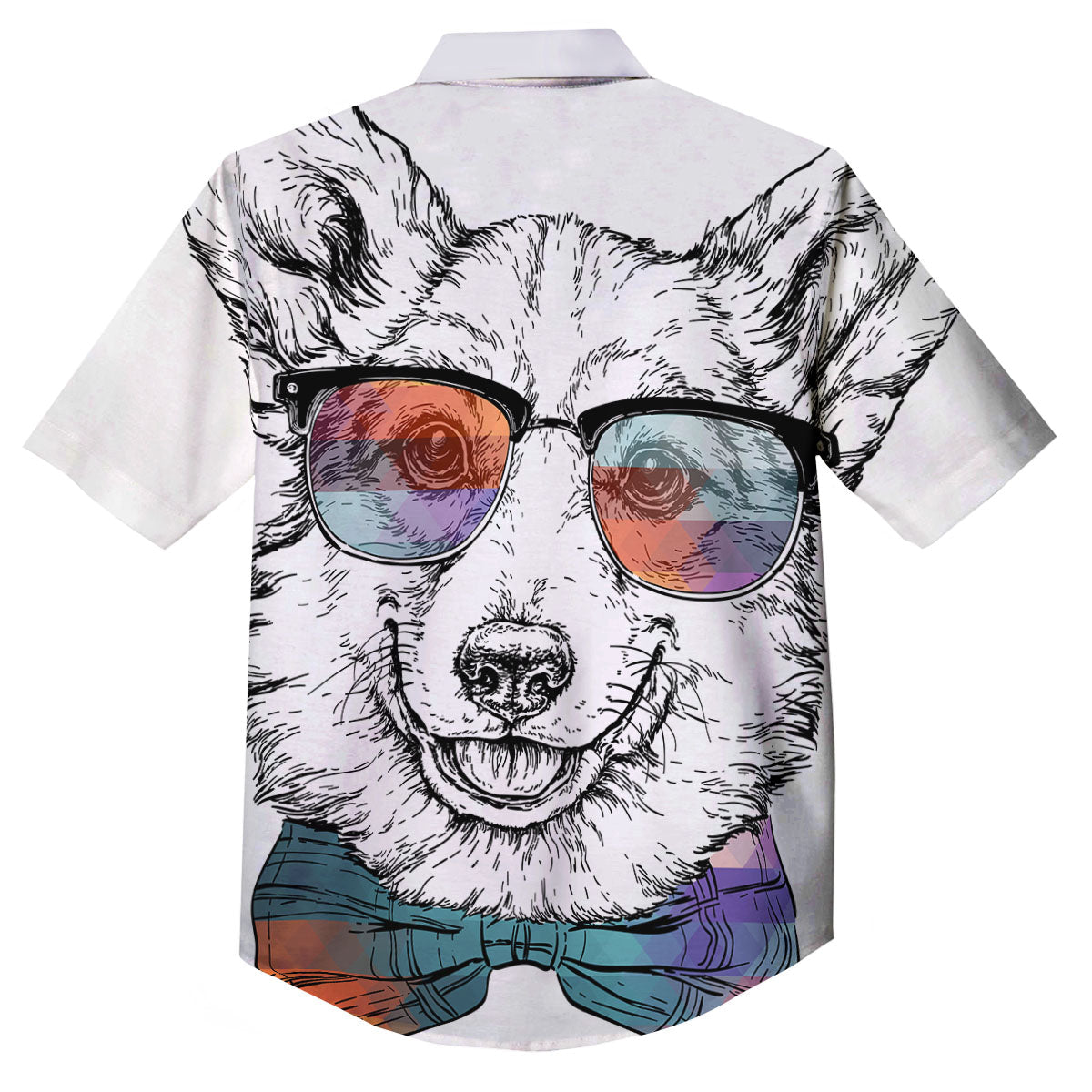 Pembroke Welsh Corgi Hipster Print Button Up Shirt-grizzshop
