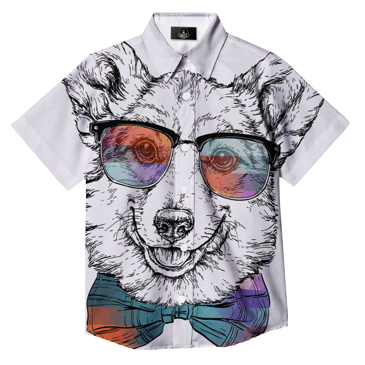 Pembroke Welsh Corgi Hipster Print Button Up Shirt-grizzshop