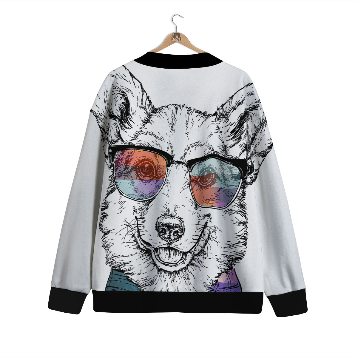Pembroke Welsh Corgi Hipster Print Cardigan-grizzshop