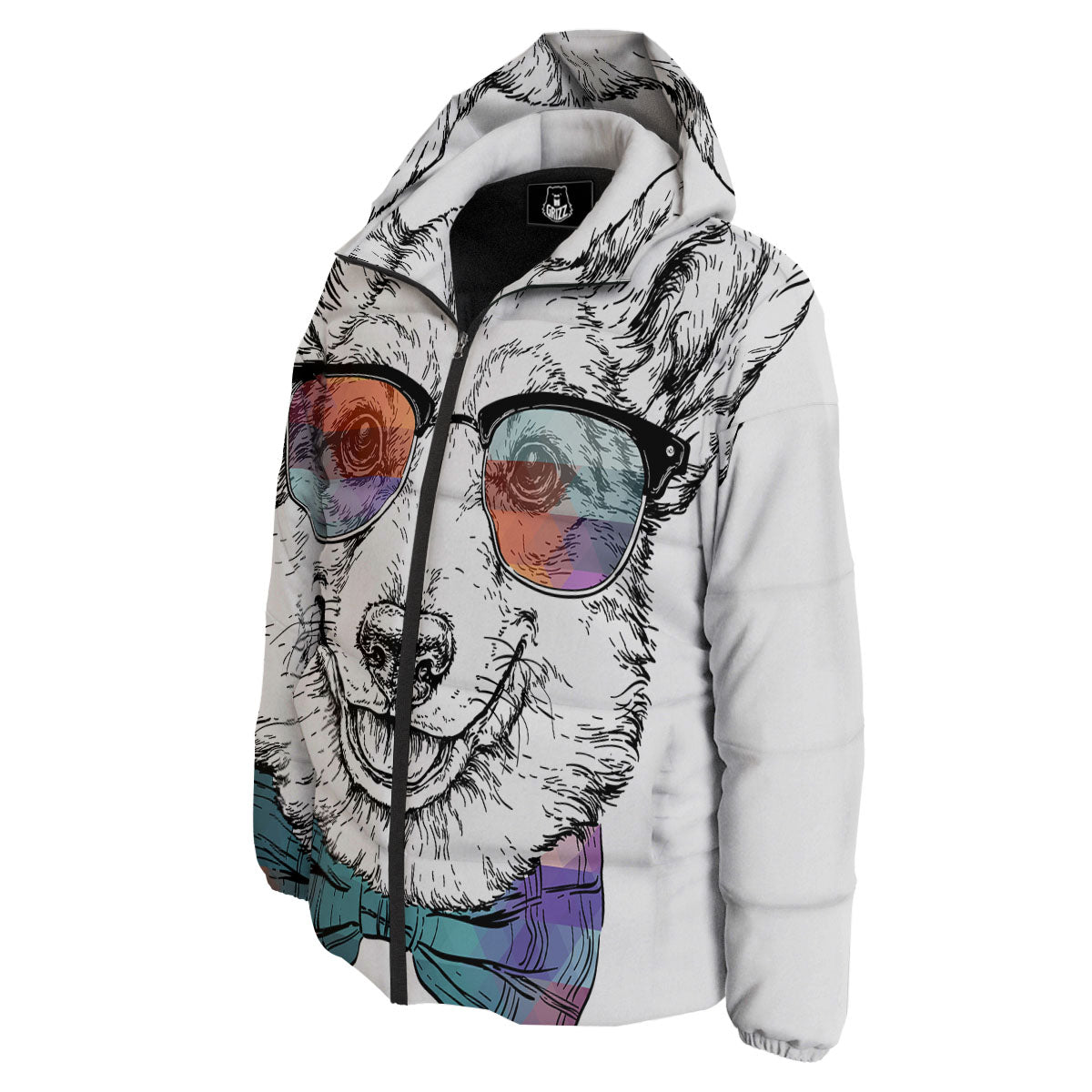 Pembroke Welsh Corgi Hipster Print Down Jacket-grizzshop