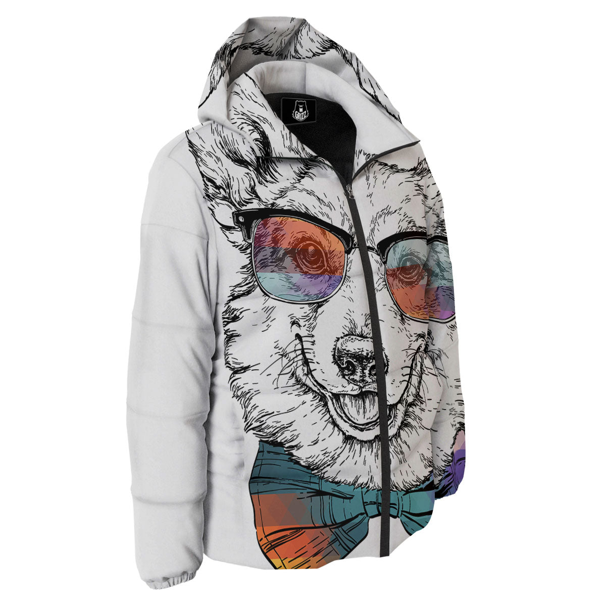 Pembroke Welsh Corgi Hipster Print Down Jacket-grizzshop