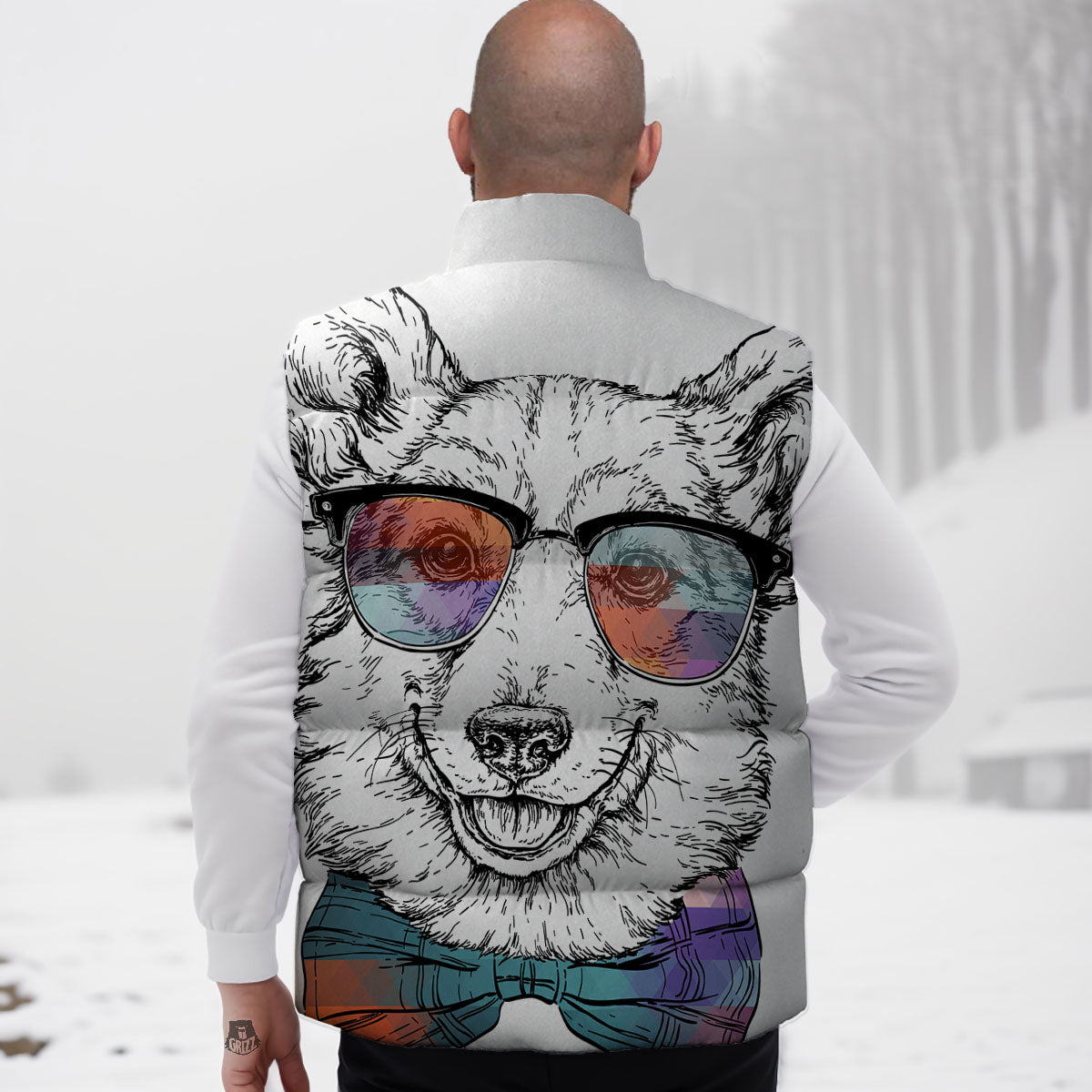 Pembroke Welsh Corgi Hipster Print Down Vest