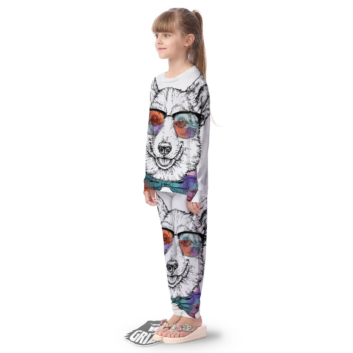 Pembroke Welsh Corgi Hipster Print Kid's Pajamas-grizzshop