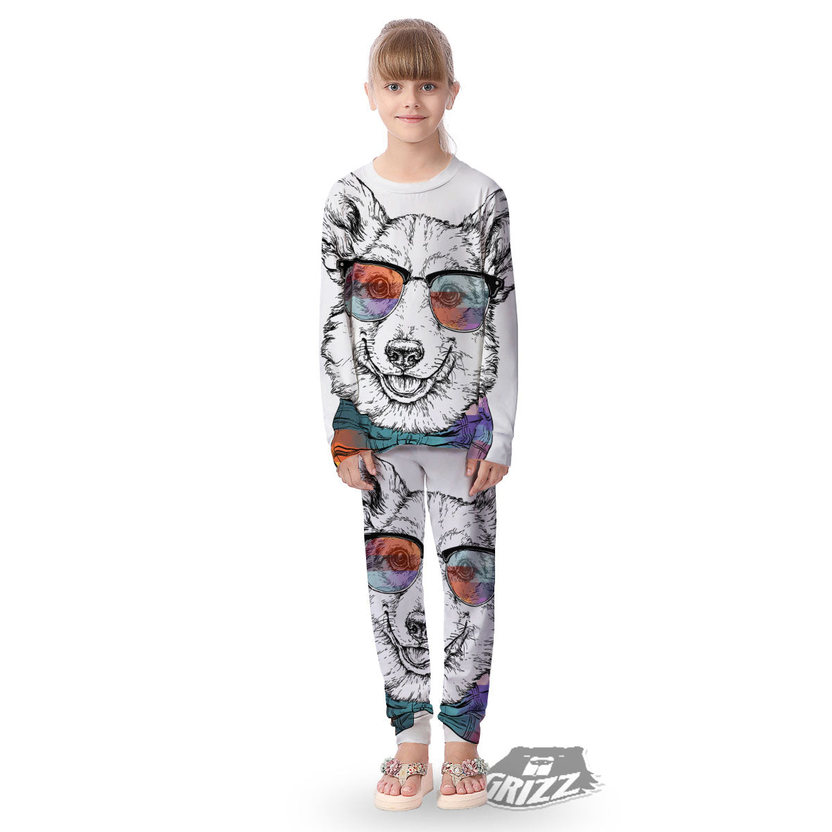 Pembroke Welsh Corgi Hipster Print Kid's Pajamas-grizzshop