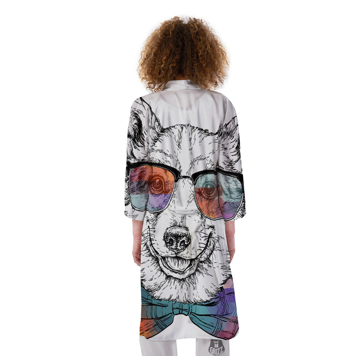 Pembroke Welsh Corgi Hipster Print Kimono-grizzshop