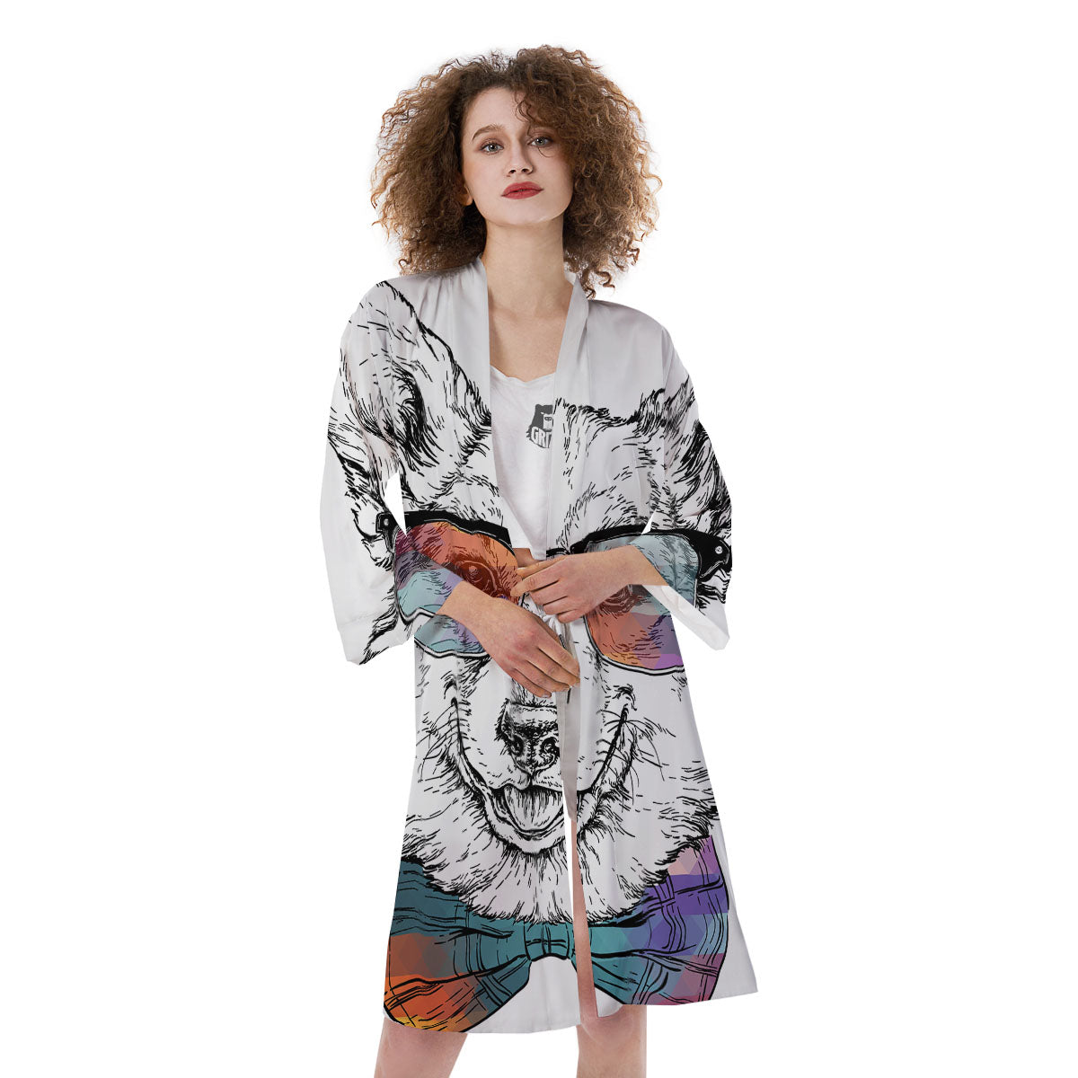 Pembroke Welsh Corgi Hipster Print Kimono-grizzshop