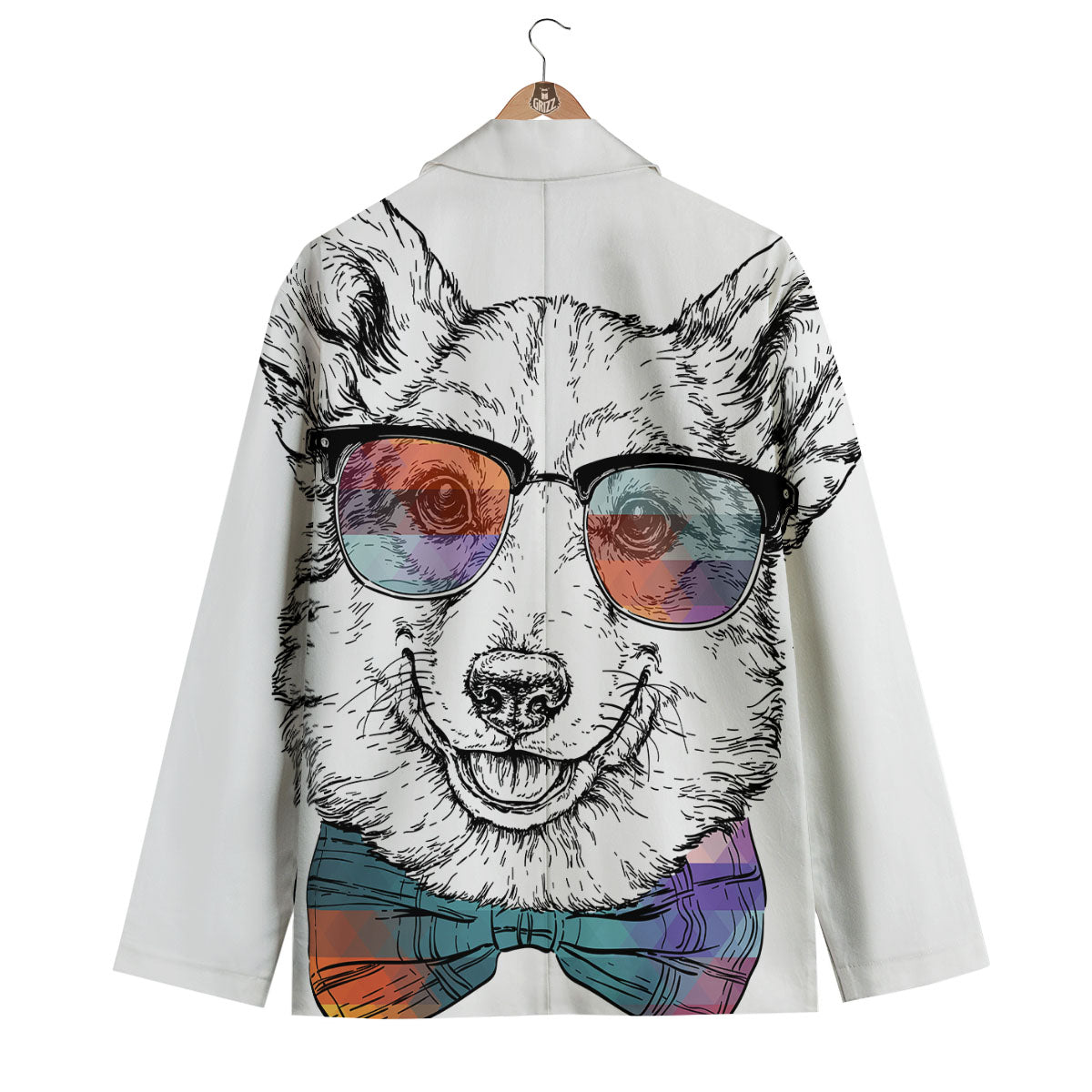 Pembroke Welsh Corgi Hipster Print Men's Blazer-grizzshop