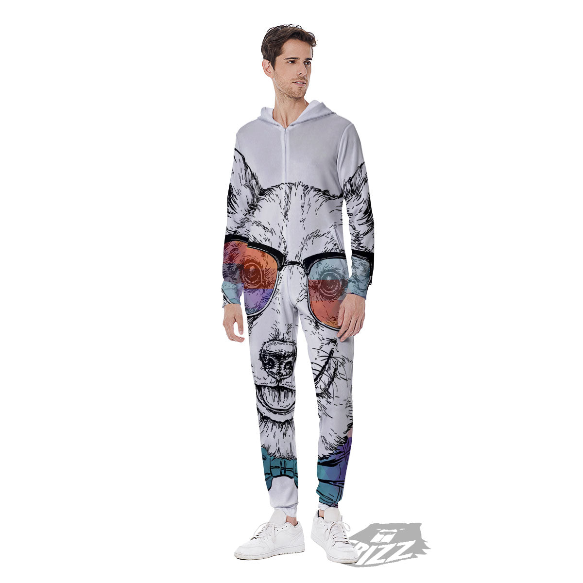 Pembroke Welsh Corgi Hipster Print Men's Jumpsuit-grizzshop