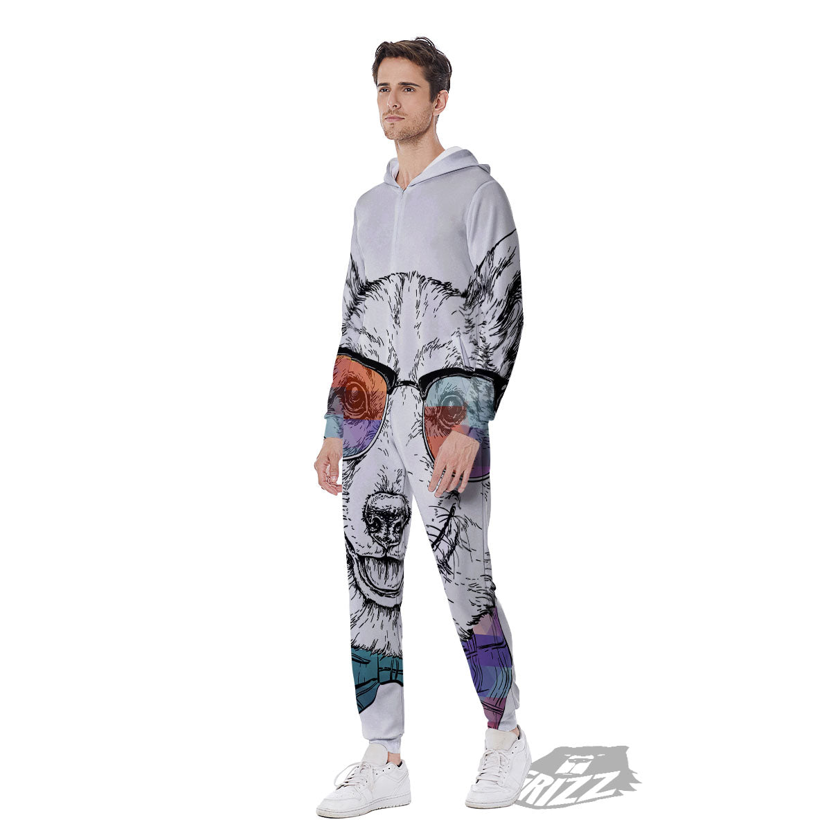 Pembroke Welsh Corgi Hipster Print Men's Jumpsuit-grizzshop