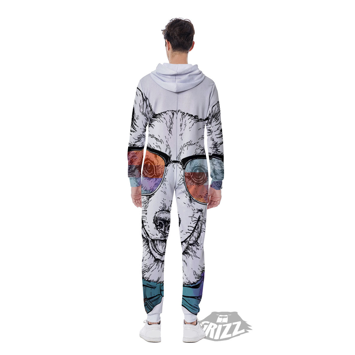 Pembroke Welsh Corgi Hipster Print Men's Jumpsuit-grizzshop